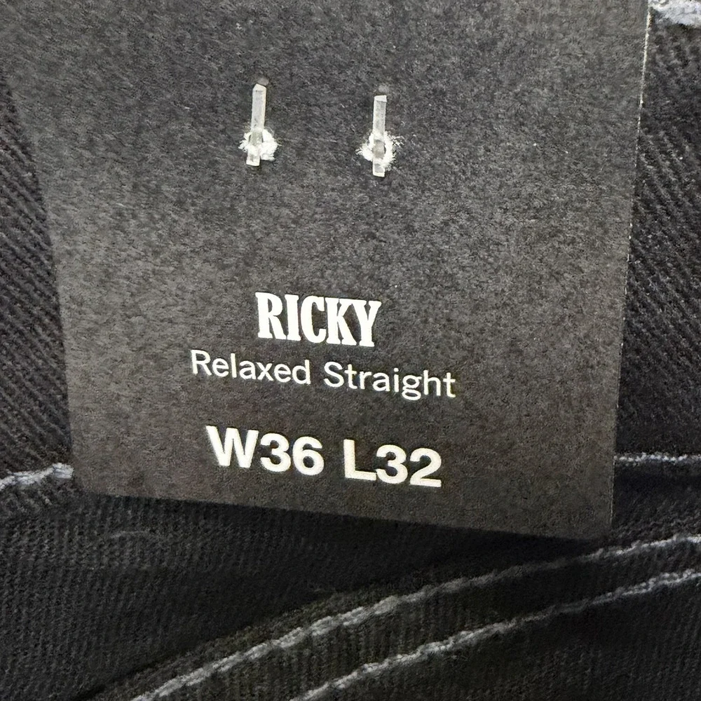 True Religion Ricky Flap SN Black Jeans Mens 36x32 Straight Leg NWT Retail $164